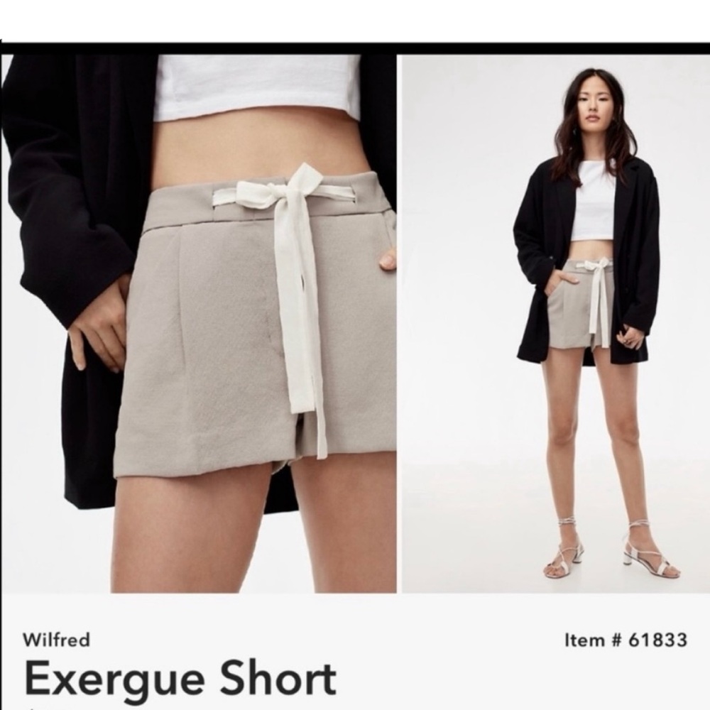 NWOT WILFRED Aritzia Exergue Pleated Tie Front Crepe Short Sz 0